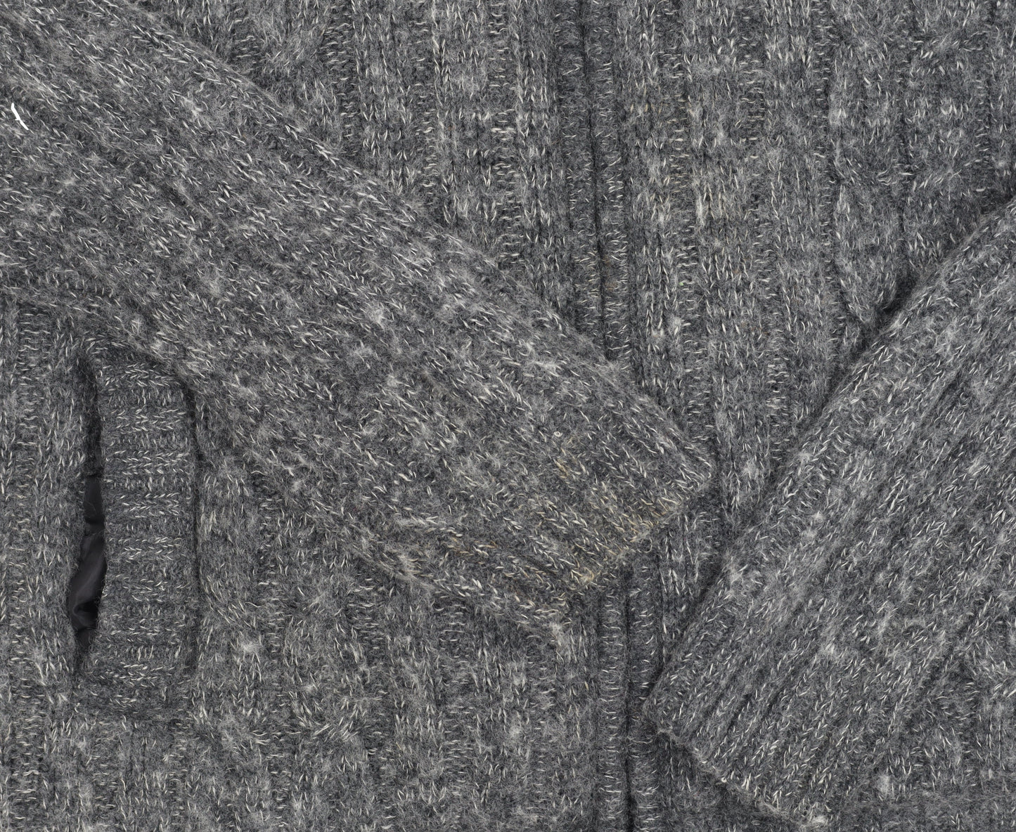 Smith & Jones Men's Grey Cable-Knit Full Zip Jumper