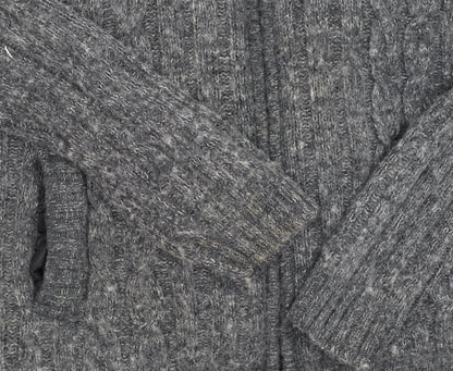 Smith & Jones Men's Grey Cable-Knit Full Zip Jumper