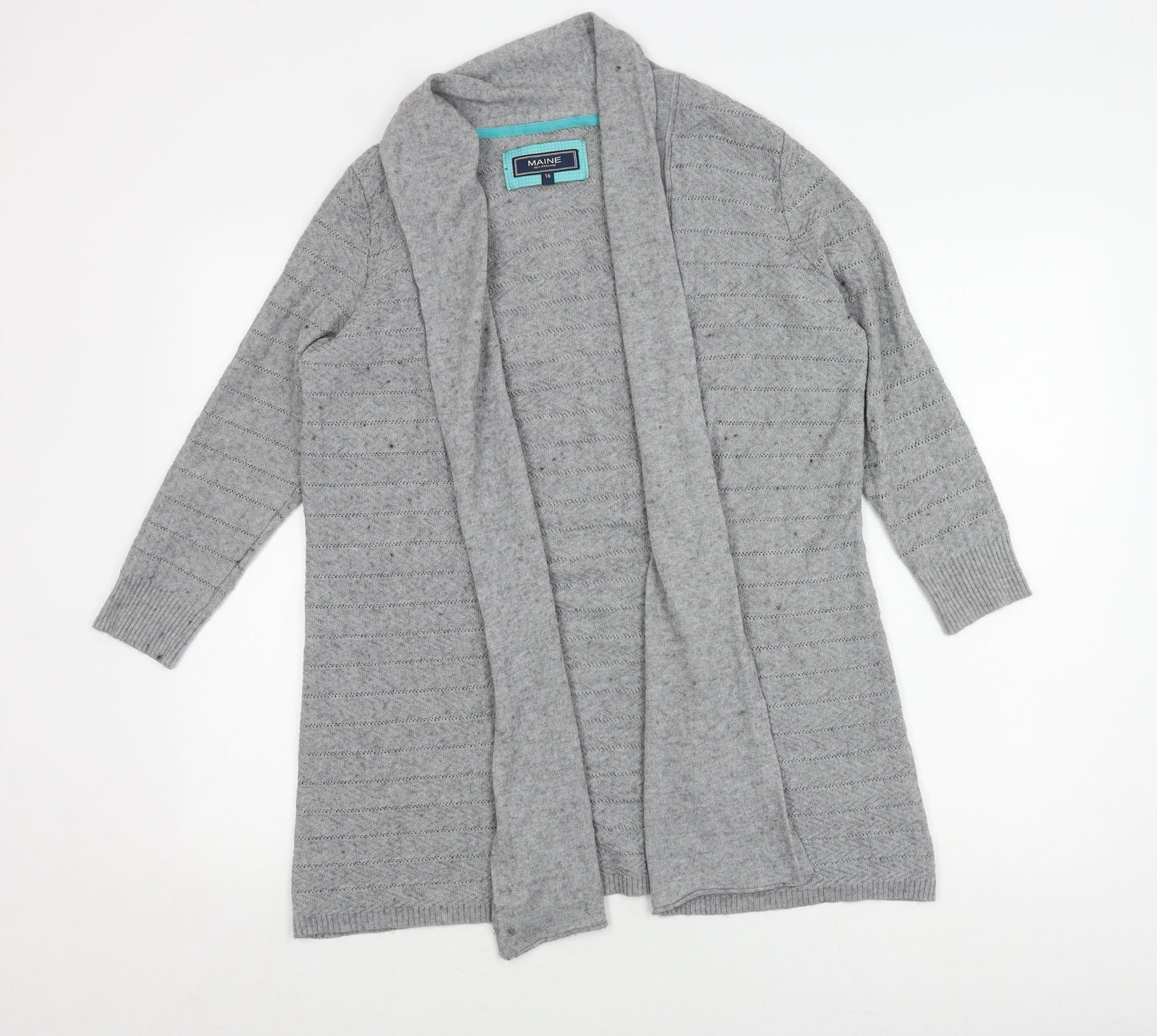 Womens UK Size 16 Maine New England Grey Cardigan Jumper