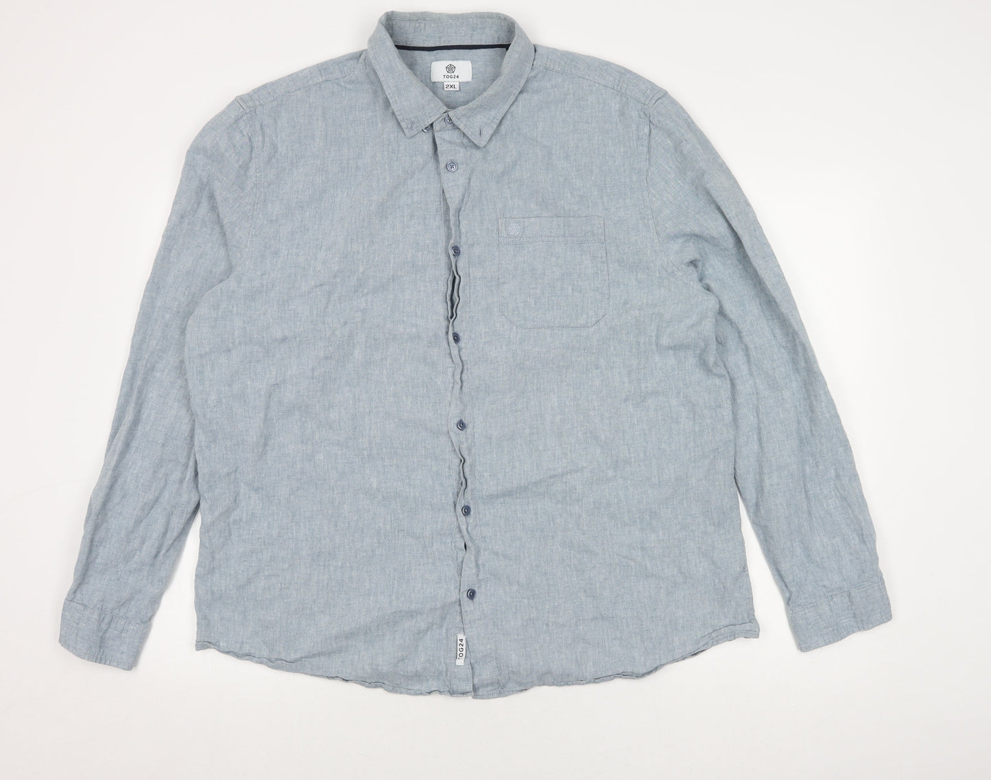 TOG24 Men's Blue Long Sleeve Button-Up Shirt 2XL