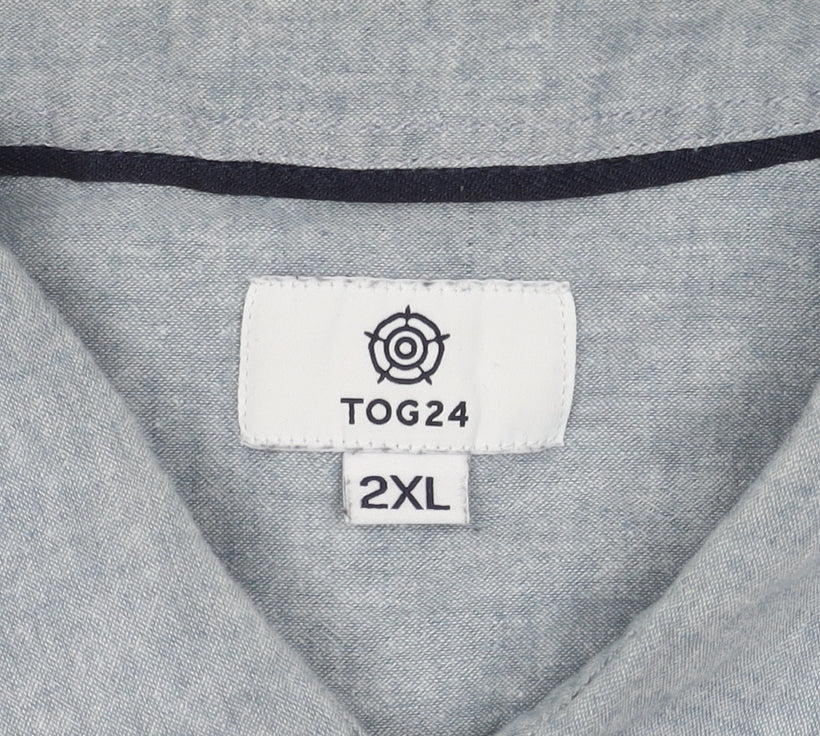 TOG24 Men's Blue Long Sleeve Button-Up Shirt 2XL