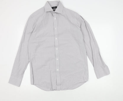 Jeff Banks Men's White & Grey Check Shirt, Size 15, Classic Fit