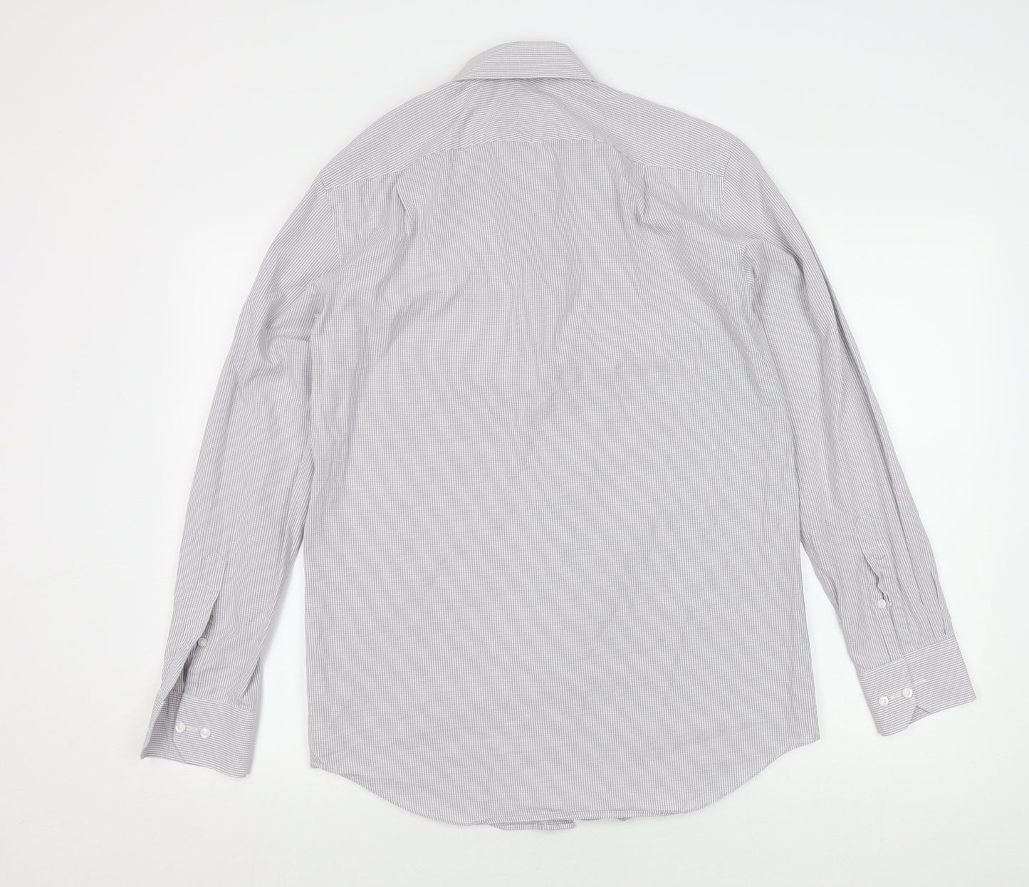 Jeff Banks Men's White & Grey Check Shirt, Size 15, Classic Fit