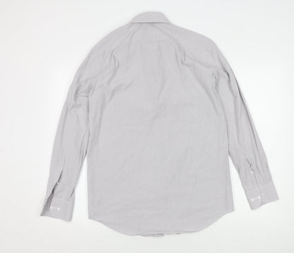 Jeff Banks Men's White & Grey Check Shirt, Size 15, Classic Fit