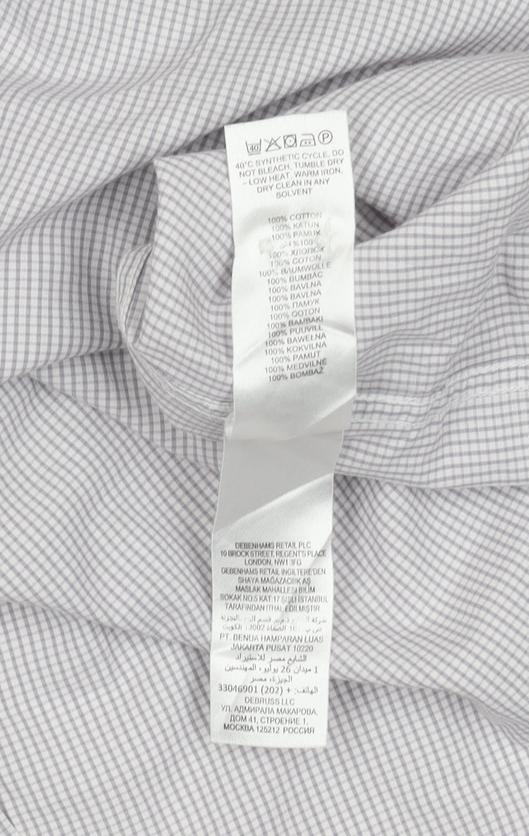 Jeff Banks Men's White & Grey Check Shirt, Size 15, Classic Fit