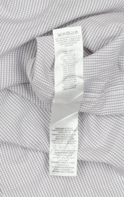 Jeff Banks Men's White & Grey Check Shirt, Size 15, Classic Fit