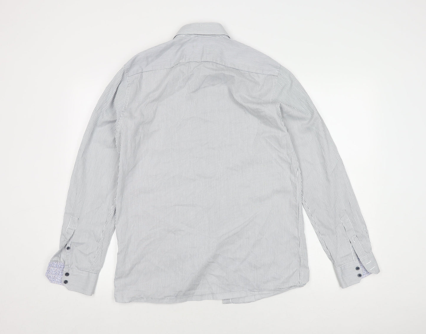 St. George by Duffer Men's Blue Striped Slim Fit Shirt
