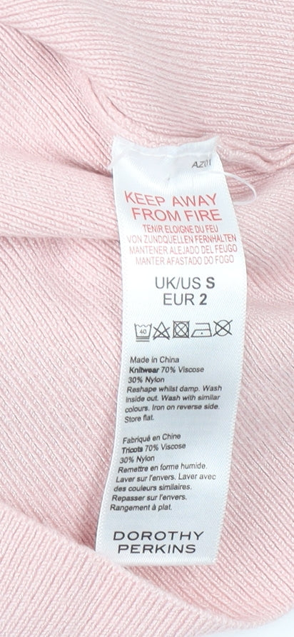 Womens UK Size S Dorothy Perkins Pink Tunic Jumper