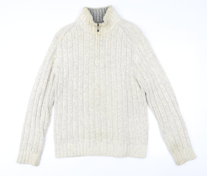 Marks and Spencer Men's Ivory Cable-Knit Pullover M