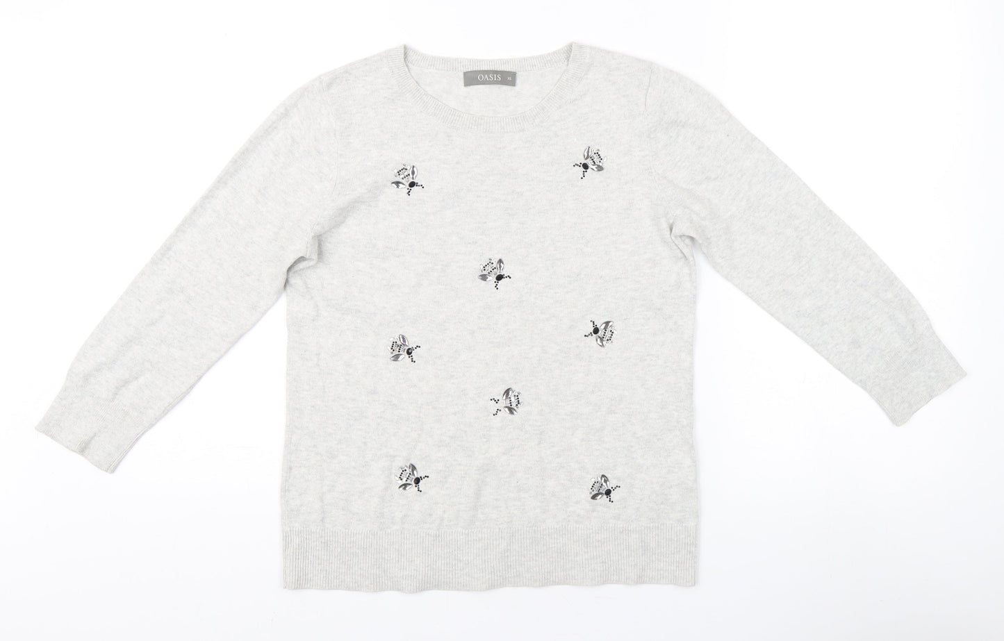 Womens UK Size XS Oasis Grey Pullover Jumper