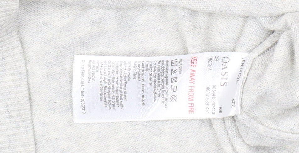 Womens UK Size XS Oasis Grey Pullover Jumper