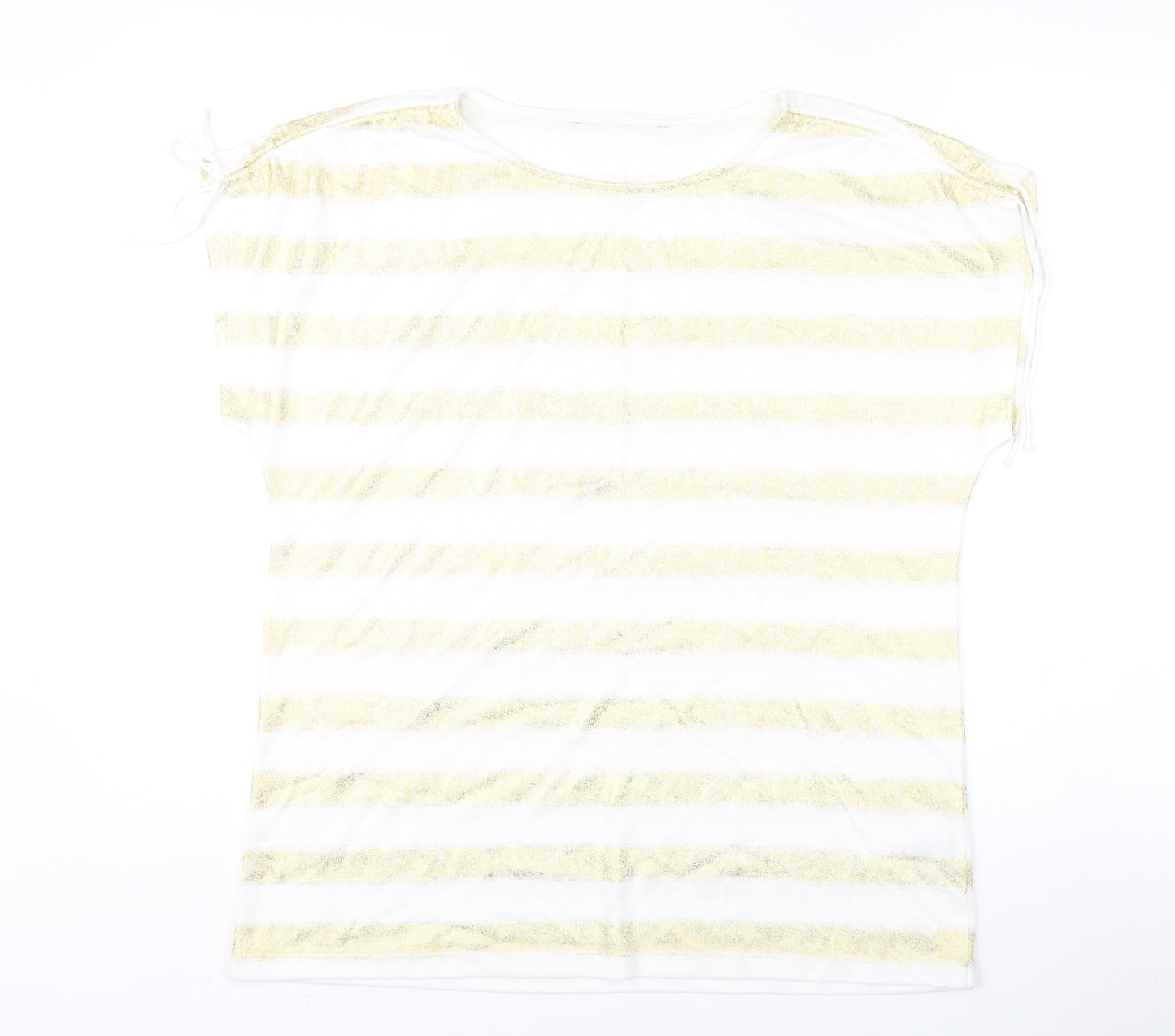 Bonmarché Women's White Striped T-Shirt Size 14