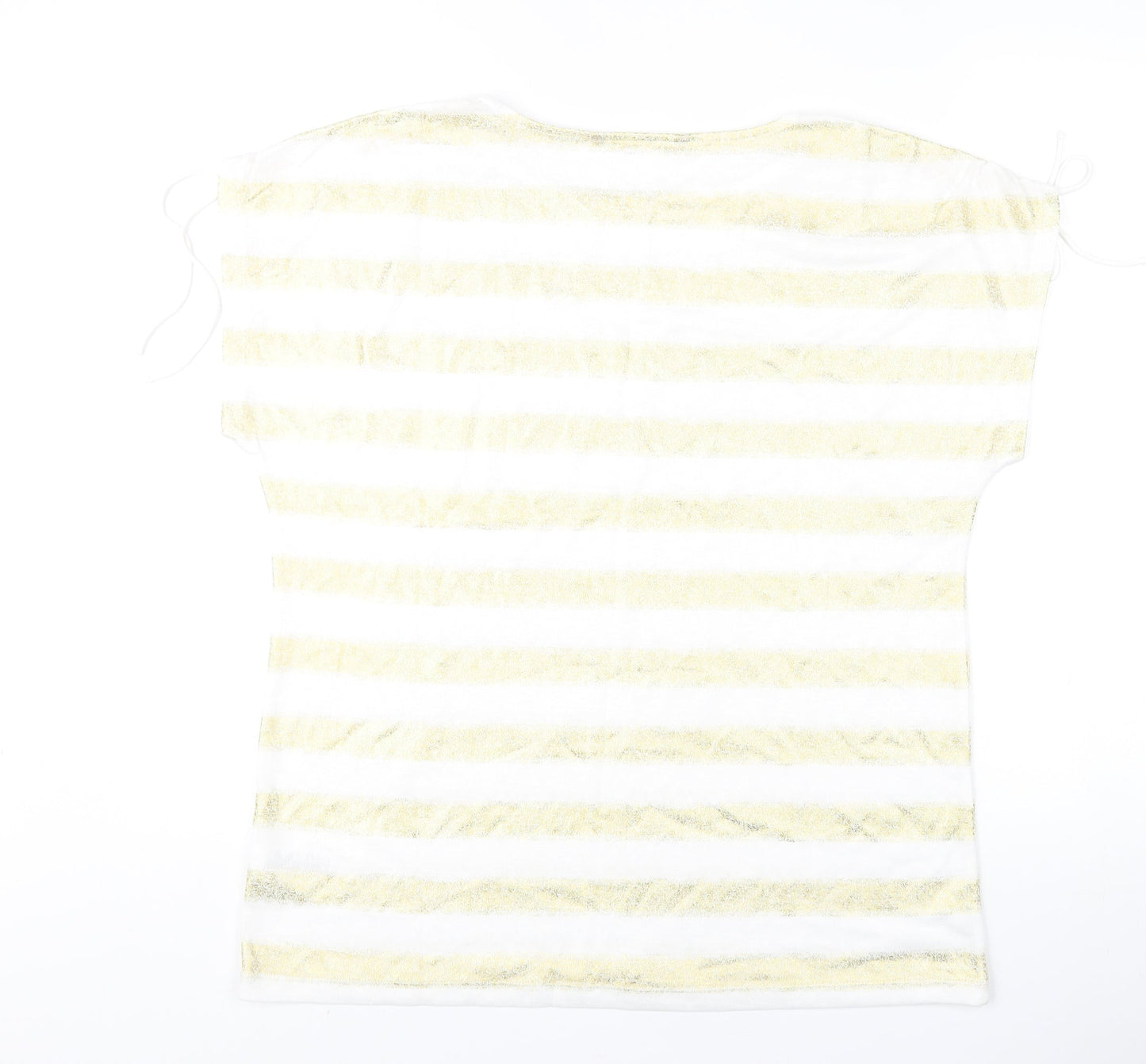 Bonmarché Women's White Striped T-Shirt Size 14