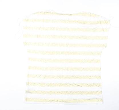 Bonmarché Women's White Striped T-Shirt Size 14