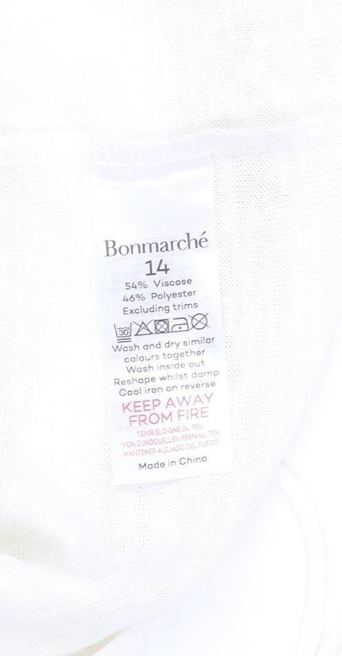 Bonmarché Women's White Striped T-Shirt Size 14