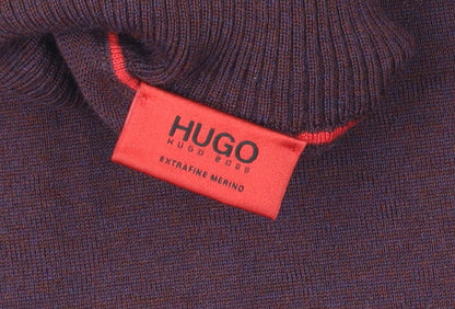Hugo Boss Men's Purple Roll Neck Jumper Size L
