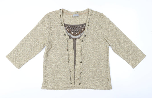 Womens UK Size L Marks and Spencer Beige Cardigan Jumper