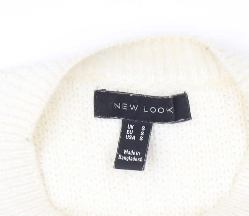 Womens UK Size S New Look White Pullover Jumper