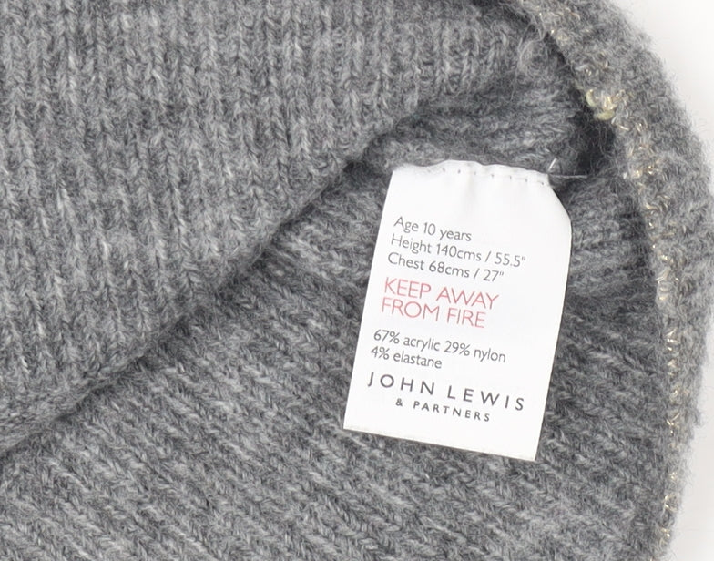 Teens UK Size 10 John Lewis & Partners Grey Pullover Jumper