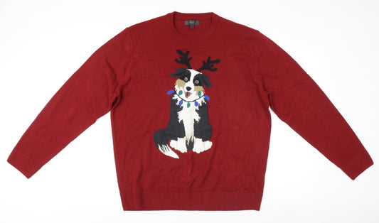 Marks and Spencer Men's Red XL Christmas Jumper