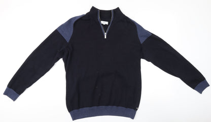 Next Men's XL Black Pullover Jumper, High Neck, Cotton