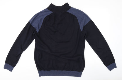 Next Men's XL Black Pullover Jumper, High Neck, Cotton