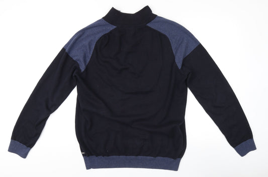 Next Men's XL Black Pullover Jumper, High Neck, Cotton