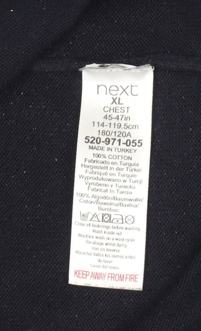 Next Men's XL Black Pullover Jumper, High Neck, Cotton