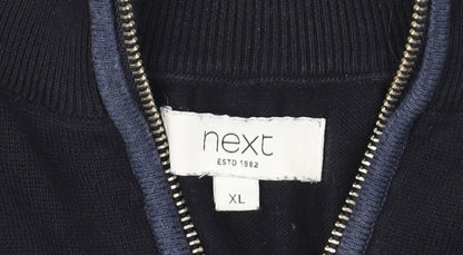 Next Men's XL Black Pullover Jumper, High Neck, Cotton