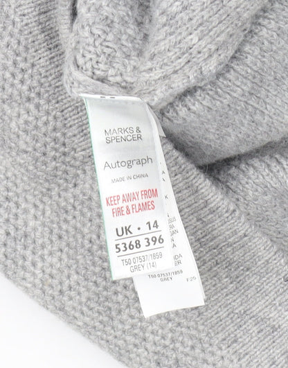 Womens UK Size 14 Marks and Spencer Grey Henley Jumper