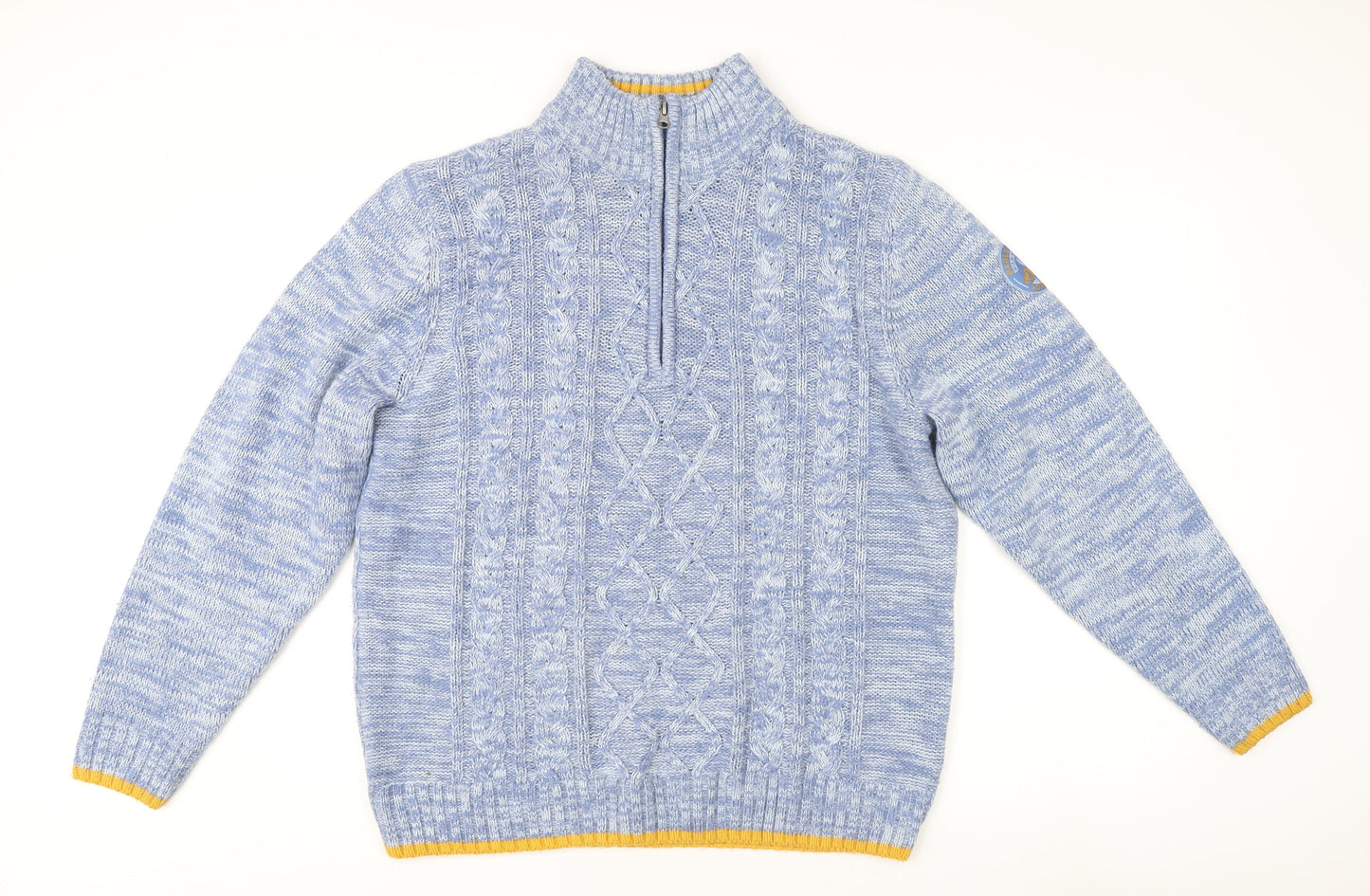 Atlas For Men Blue XL Cable-Knit Half Zip Jumper