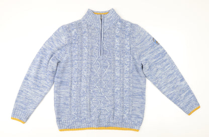 Atlas For Men Blue XL Cable-Knit Half Zip Jumper