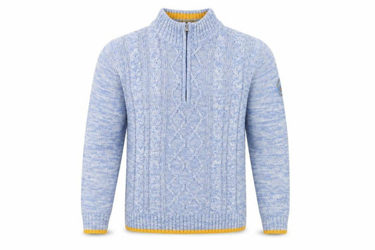 Atlas For Men Blue XL Cable-Knit Half Zip Jumper
