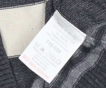 Next Men's Grey Striped V-Neck Pullover Jumper M