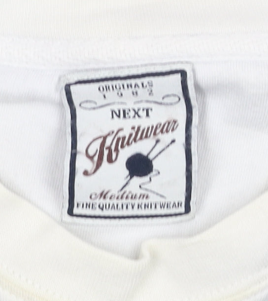 Next Men's Grey Striped V-Neck Pullover Jumper M