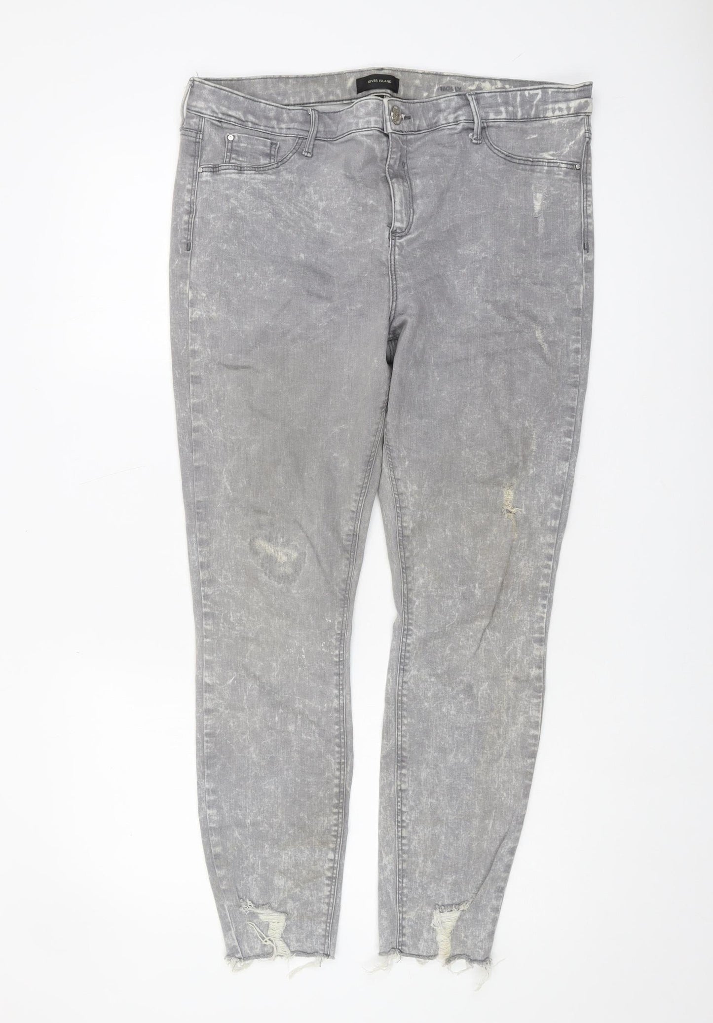 River Island Women's Grey Acid Wash Jeans