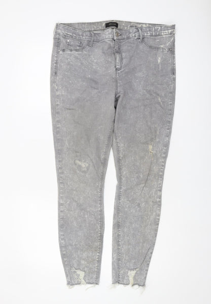 River Island Women's Grey Acid Wash Jeans
