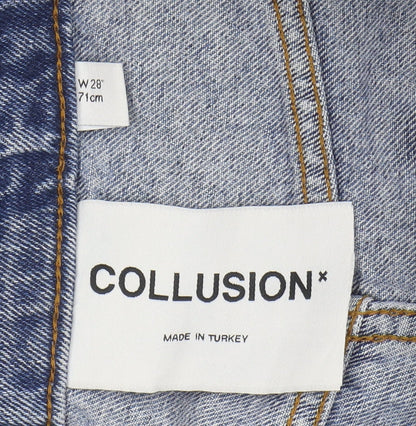 Collusion Women's Blue Distressed Straight Jeans, Size 29