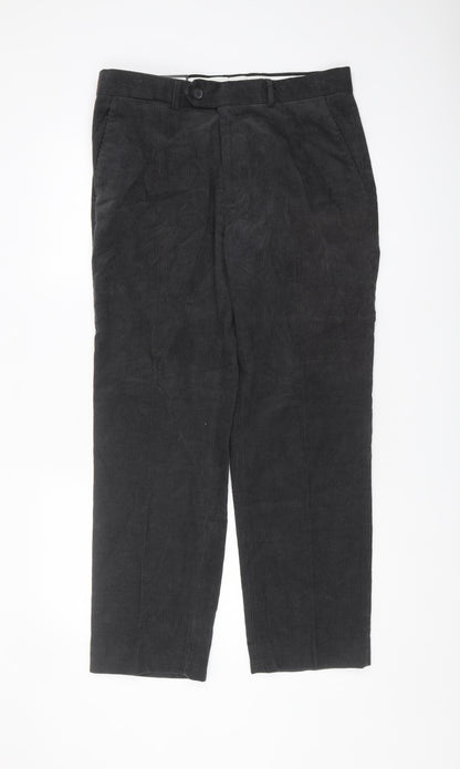 James Pringle Men's Black Corduroy Trousers 34W