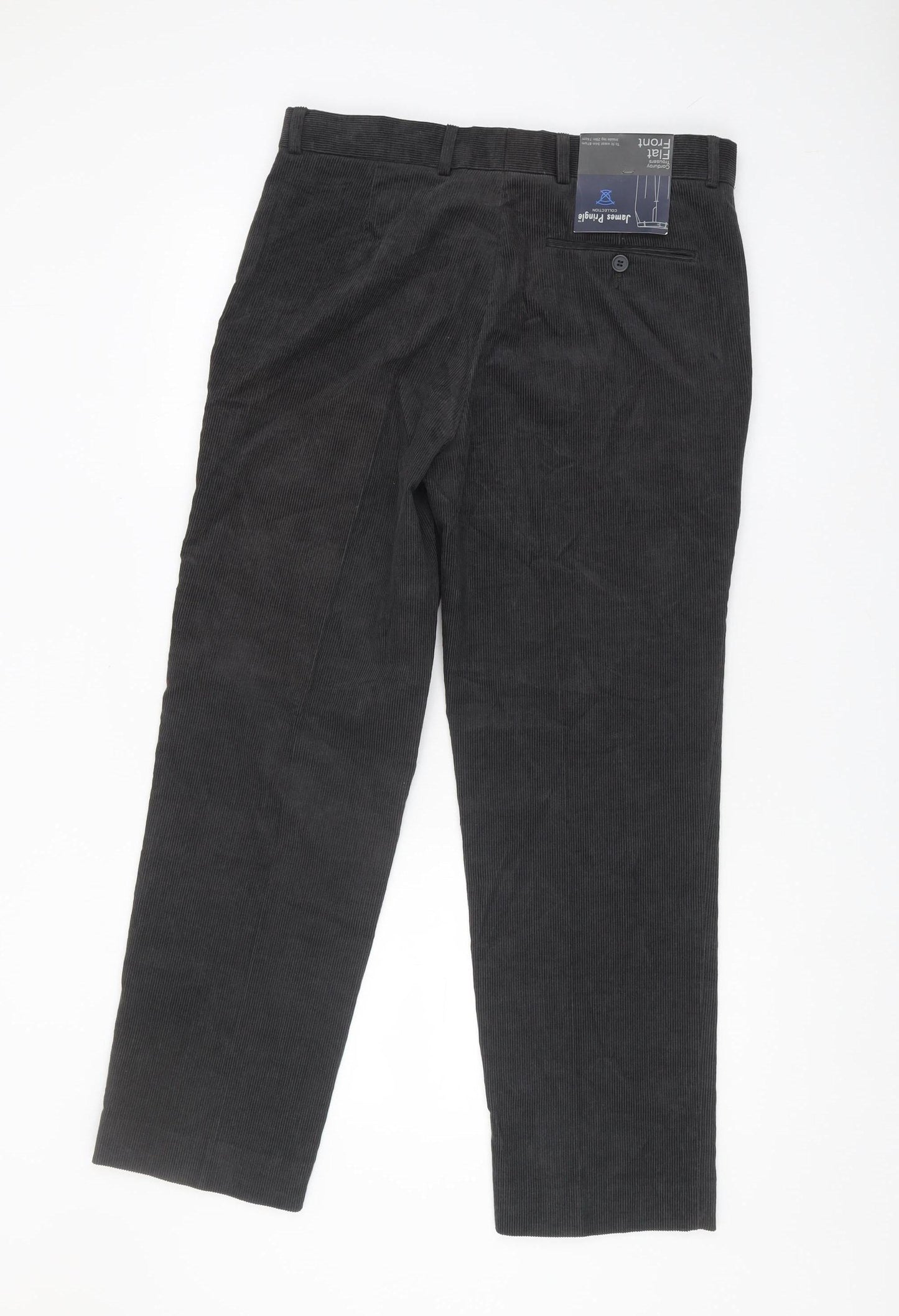 James Pringle Men's Black Corduroy Trousers 34W