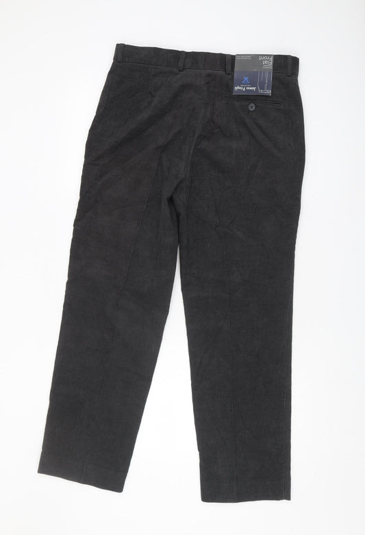 James Pringle Men's Black Corduroy Trousers 34W
