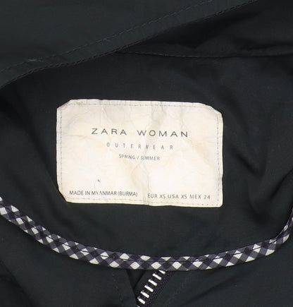 Womens UK Size XS Zara Black Parka Coat