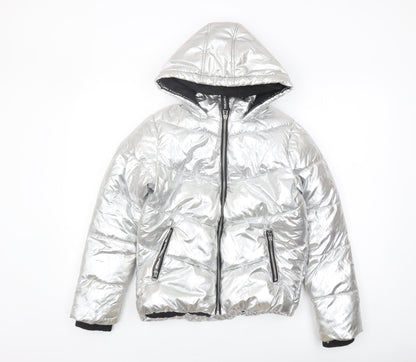Pineapple Girls Silver Puffer Jacket 11-12 Years Hooded Winter