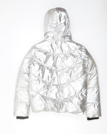 Pineapple Girls Silver Puffer Jacket 11-12 Years Hooded Winter
