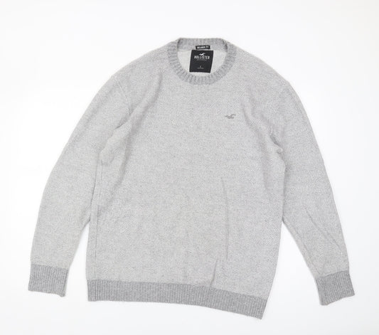 Hollister Men's Grey Pullover Jumper - Size L, Relaxed Fit