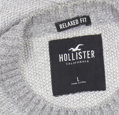 Hollister Men's Grey Pullover Jumper - Size L, Relaxed Fit