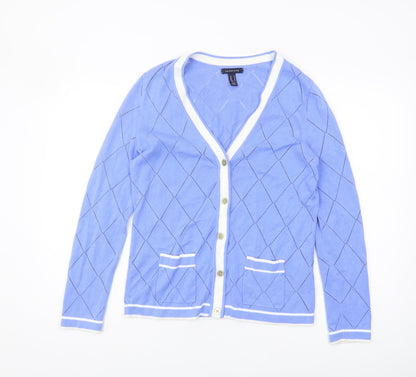 Lands' End Women's Blue Cardigan, Size S, Argyle