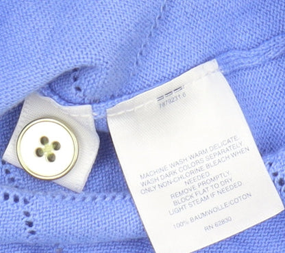 Lands' End Women's Blue Cardigan, Size S, Argyle