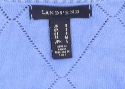 Lands' End Women's Blue Cardigan, Size S, Argyle