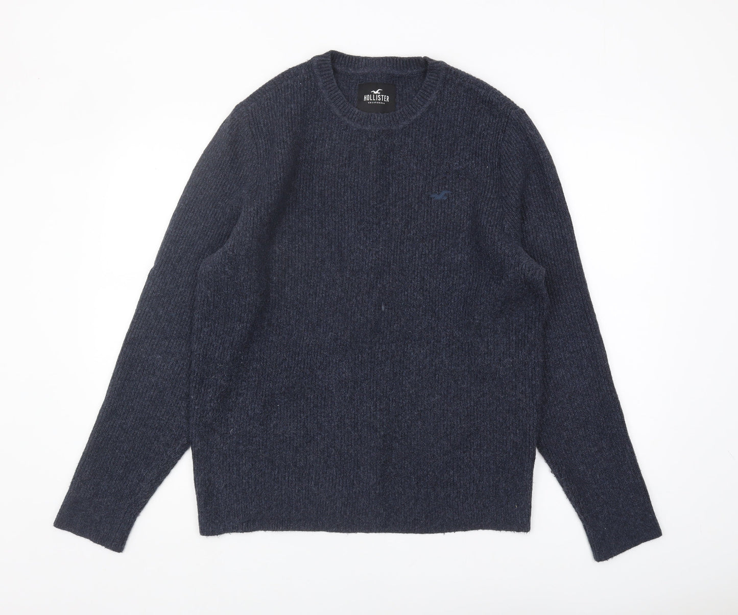 Hollister Men's Blue Pullover Jumper, Size L, Crew Neck